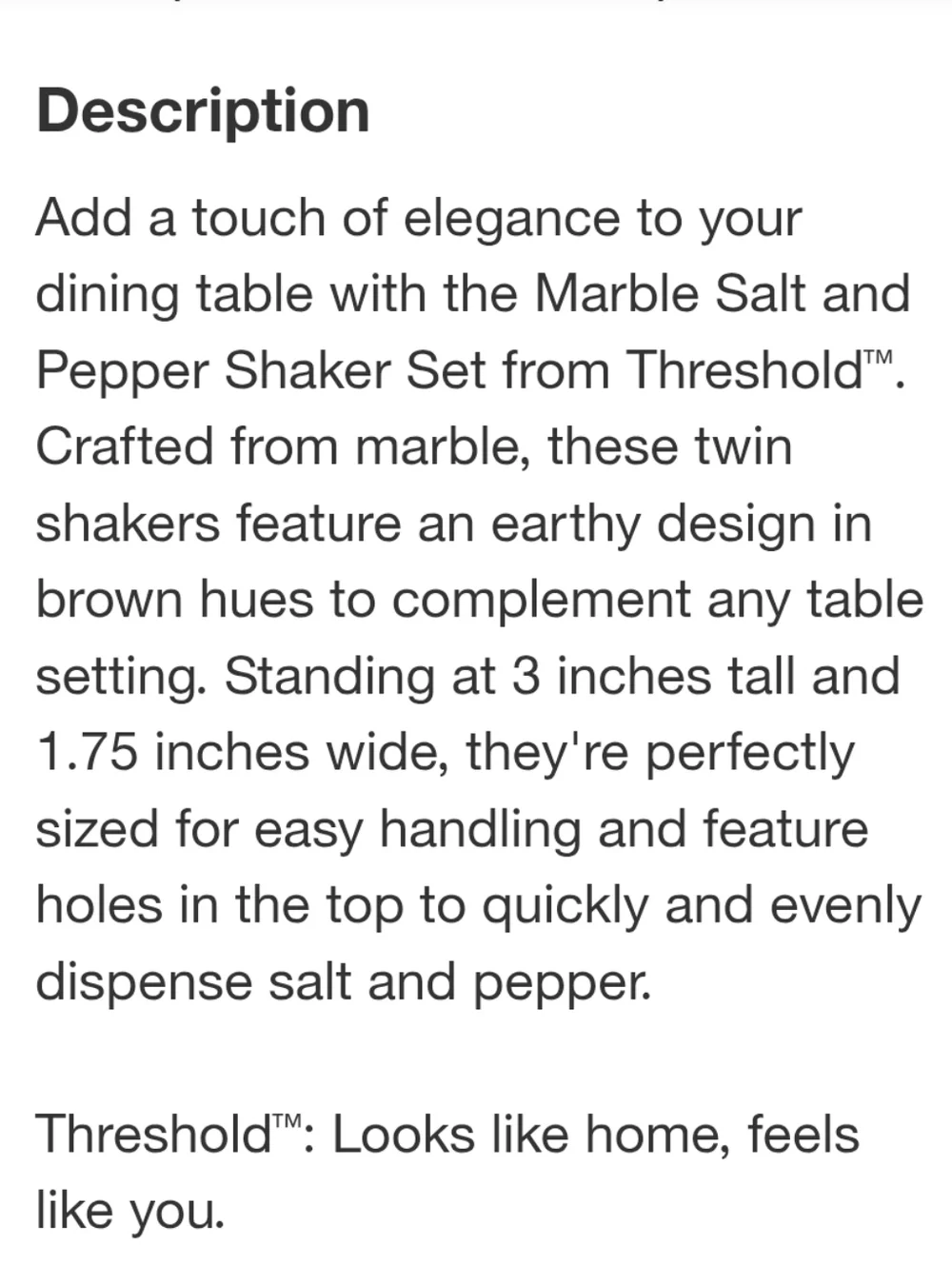 Marble Salt & Pepper Shaker Set (2 Piece)